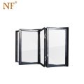 Aluminium internal bi folding window with clear tempered glass